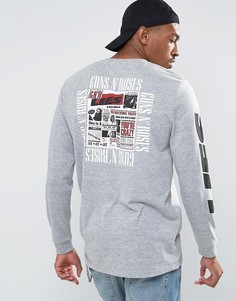 Длинный лонгслив с принтом Guns And Roses ASOS - Серый