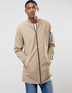 Длинная куртка на молнии Brave Soul - Светло-серый