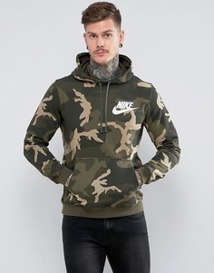Зеленый худи с камуфляжным принтом Nike AA1201-355 - Зеленый