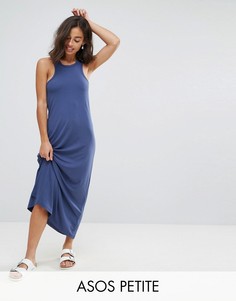 Платье макси с лифом в спортивном стиле ASOS PETITE City - Темно-синий
