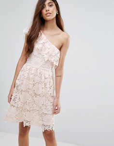 Кружевное платье на одно плечо Vero Moda - Розовый