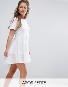 Короткое приталенное платье-футболка из хлопка ASOS PETITE - Белый