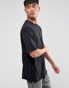 Черная футболка со шнуровкой по бокам New Look - Черный