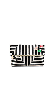 Patchwork v foldover clutch with pins - Clare V.