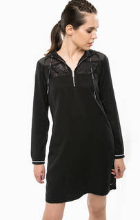 Короткое черное платье с капюшоном Calvin Klein Jeans