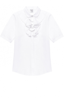 Хлопковая блуза прямого кроя с оборками и декоративной отделкой Aletta