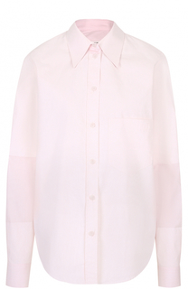 Хлопковая блуза в полоску с накладным карманом Mm6