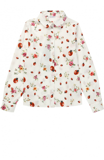 Хлопковая блуза прямого кроя с контрастным принтом Dolce &amp; Gabbana