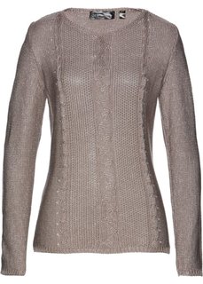 Пуловер (серо-коричневый/серебристый меланж) Bonprix