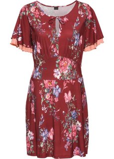 Трикотажное платье (темно-красный с рисунком) Bonprix