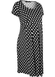 Для будущих мам: платье с коротким рукавом (черный/белый в горошек) Bonprix