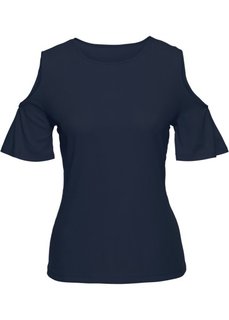 Футболка с вырезами (темно-синий) Bonprix
