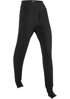 Длинные спортивные трикотажные брюки со штрипками (черный) Bonprix
