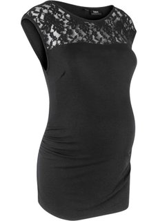 Для будущих мам: футболка с кружевом (черный) Bonprix