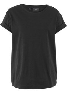 Футболка прямого короткого покроя (черный) Bonprix