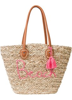Пляжная сумка (натуральный/ярко-розовый) Bonprix
