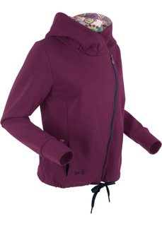 Трикотажная куртка с асимметричной застежкой-молнией (красная ягода) Bonprix