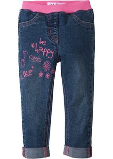 Джинсы с принтом (синий/ярко-розовый) Bonprix