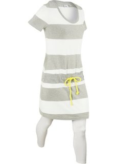 Платье с коротким рукавом + легинсы (2 изд.) (цвет белой шерсти в полоску) Bonprix