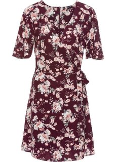 Платье с эффектом запаха (темно-красный с рисунком) Bonprix