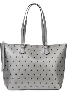 Сумка-шопер со звездным принтом (серебристый/черный) Bonprix