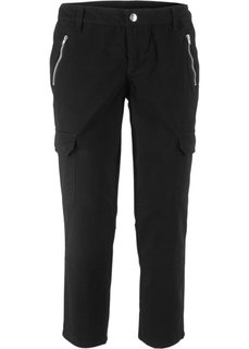 Брюки-карго из эластичного хлопка (черный) Bonprix