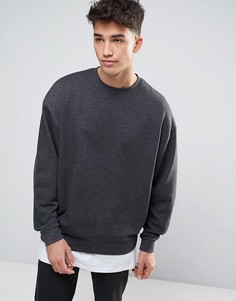 Темно-серый свободный меланжевый свитшот ASOS - Серый