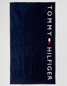 Темно-синее полотенце с логотипом Tommy Hilfiger - Темно-синий