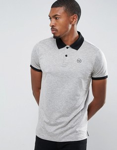 Серая футболка-поло с контрастным воротником Hollister Athleisure - Кремовый