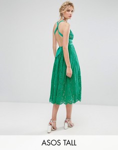 Пышное кружевное платье миди для выпускного с открытой спиной ASOS TALL SALON - Мульти