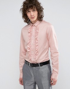 Розовая рубашка классического кроя с рюшами ASOS - Розовый