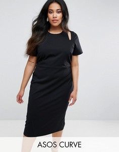 Платье-футляр миди с вырезами на плечах ASOS CURVE - Черный