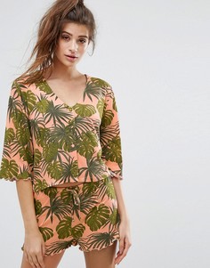 Пижама с шортами и пальмовым принтом Chelsea Peers - Мульти