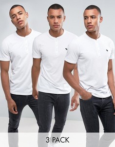 3 белых обтягивающих футболки хенли Abercrombie &amp; Fitch - Скидка 30 - Белый