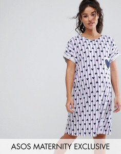 Футболка для сна с принтом сердец ASOS Maternity - Розовый