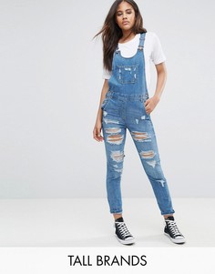 Джинсовый комбинезон с эффектом поношенности Parisian Tall - Синий