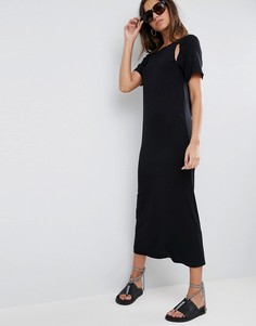 Платье-футболка макси с вырезами на плечах ASOS - Черный