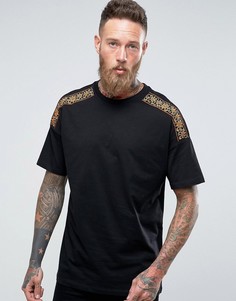 Oversize-футболка с вышивкой на плечах ASOS - Черный