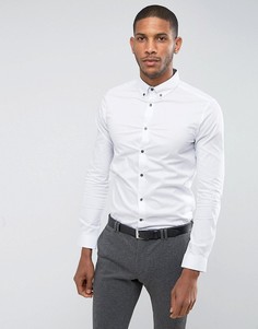 Эластичная рубашка с длинными рукавами Burton Menswear Athletic - Белый