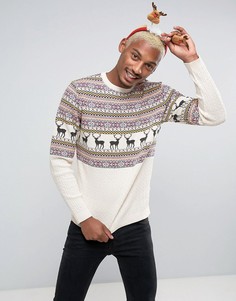 Новогодний джемпер с узором оленей ASOS - Мульти