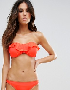 Бикини-топ бандо с оборкой Seafolly - Оранжевый