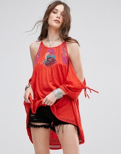 Блузка с открытыми плечами Free People Fast Times - Красный