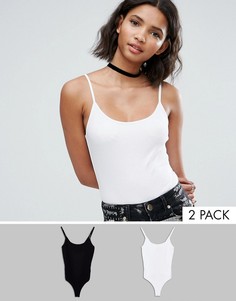Набор из 2 боди в рубчик на бретельках ASOS - Скидка 10 - Мульти