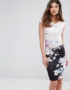 Платье-футляр с контрастным цветочным принтом Lipsy - Мульти