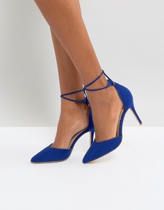 Туфли на каблуке с острым носком и ремешком на щиколотке New Look - Синий