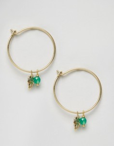 Серьги-кольца с пальмовым листом и бусиной Orelia - Золотой