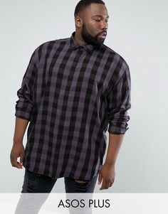 Oversize-рубашка из вискозы в клетку ASOS PLUS - Серый