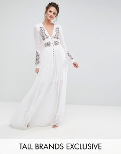 Платье макси на пуговицах с вышивкой Frock And Frill Tall - Белый