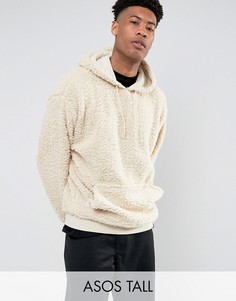 Худи свободного кроя из искусственной цигейки ASOS TALL - Бежевый