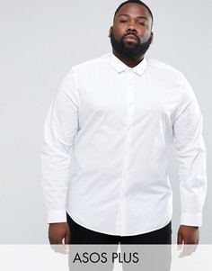 Белая эластичная рубашка слим ASOS PLUS - Белый
